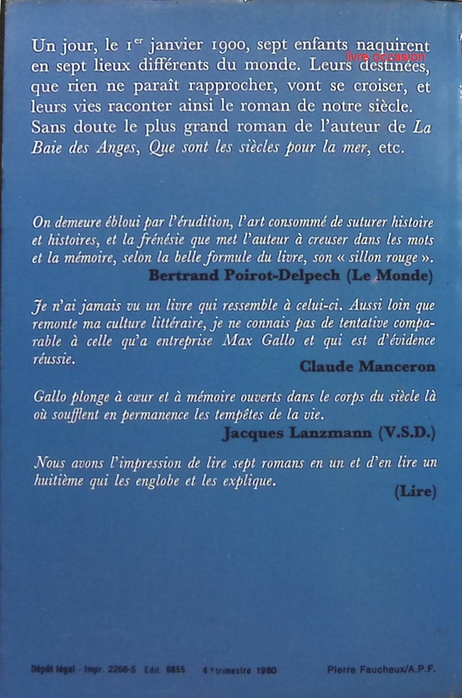 Les hommes naissent tous le même jour, tome 1 : Aurore - Max Gallo - Livre