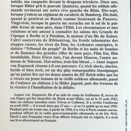 Lieutenant de panzers - August von Kageneck - Livre