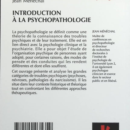 Introduction à la psychopathologie - Jean Ménéchal - livre