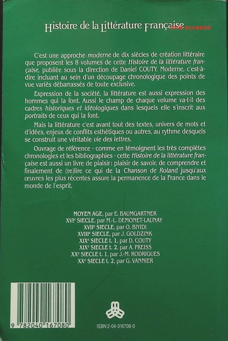 Histoire de la littérature française : XXe siècle, tome 2 1945/1988 - Gilles Vannier - Livre
