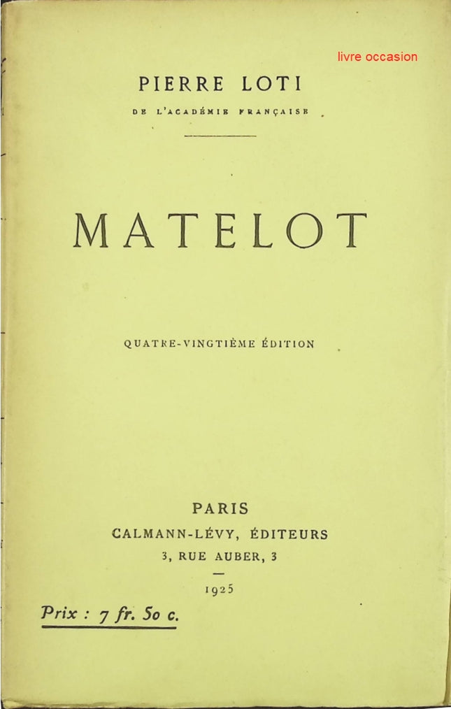 Matelot - Pierre Loti - livre