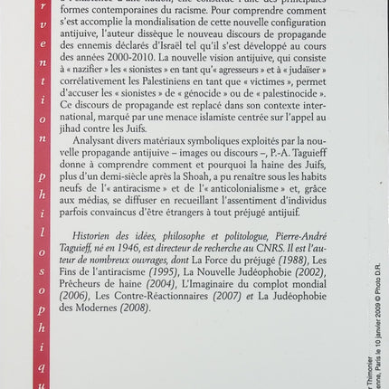 La nouvelle propagande anti-juive - Pierre-André Taguieff - livre