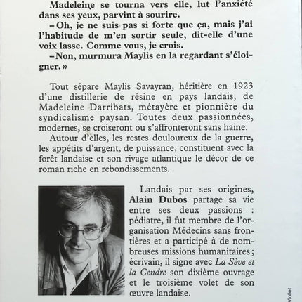 La sève et la cendre - Alain Dubos - livre