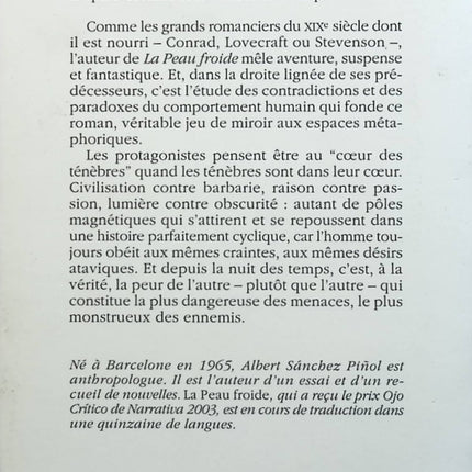 La peau froide - Albert Sànchez Piñol - livre