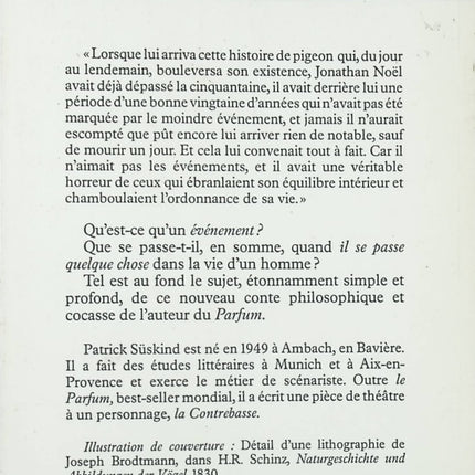 Le Pigeon - Patrick Süskind - livre