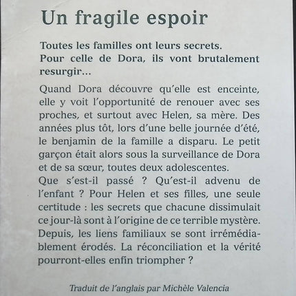 Un fragile espoir - Hannah Richell - Livre