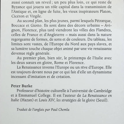 La Renaissance européenne - Peter Burke - livre