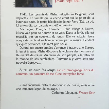 Survivre avec les loups – Misha Defonseca – Mémoire émouvant sur survie, enfance et courage pendant la Seconde Guerre mondiale - livre