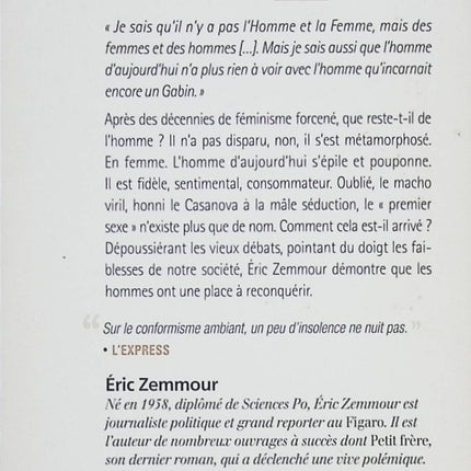 Le Premier Sexe - Eric Zemmour - Livre