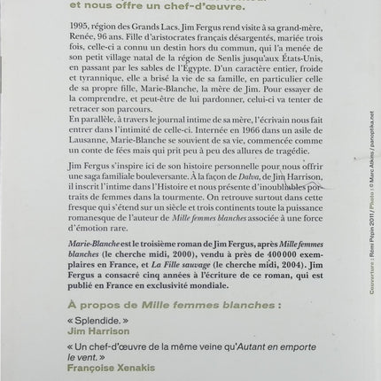 Marie Blanche - Jim Fergus - livre