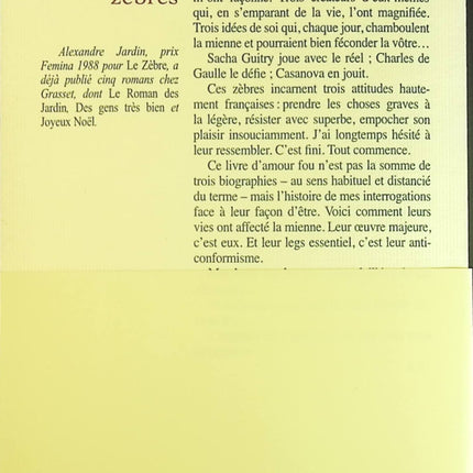 Mes trois zèbres - Alexandre Jardin - Livre