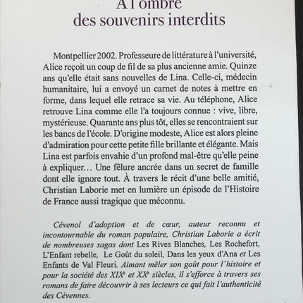 À l'ombre des souvenirs interdits - Christian Laborie - livre