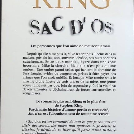 Sac d'os - Stephen King - livre