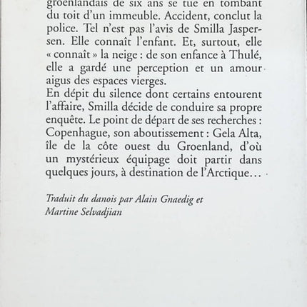 Smilla et l'Amour de la neige - Peter Høeg - livre