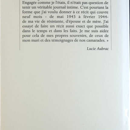 Ils partiront dans l'ivresse - Lucie Aubrac - Livre