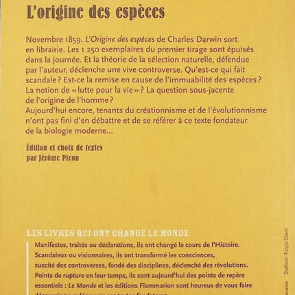 L'Origine des espèces - Charles Darwin - livre