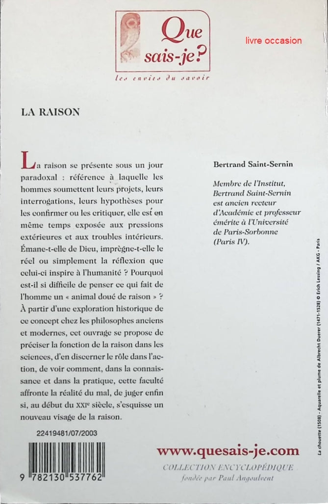 La raison - Gilles-Gaston Granger - livre