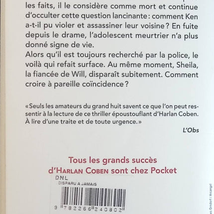 Disparu à jamais - Harlan Coben - Livre