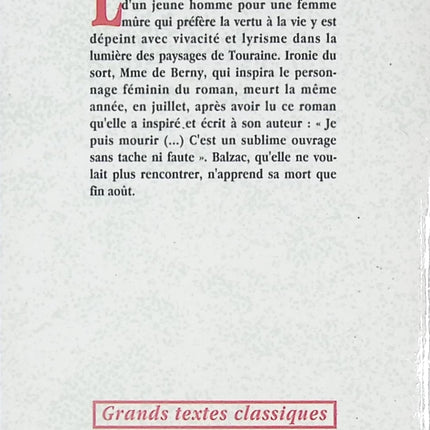 Le Lys dans la vallée - Honoré de Balzac - Livre