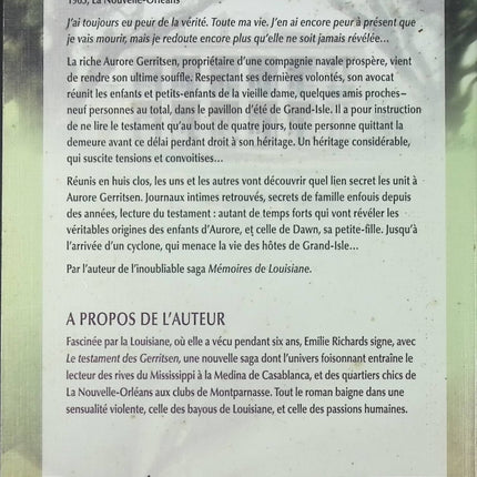 Le testament des Gerritsen - Emilie Richards - livre