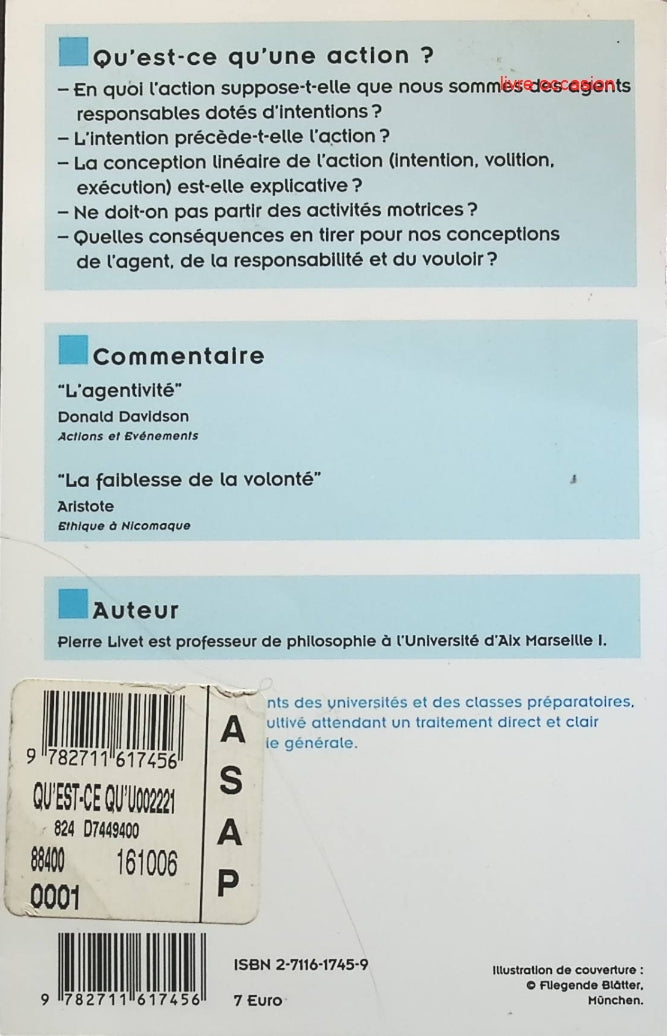 Qu'est-ce qu'une action ? - Pierre Livet - livre