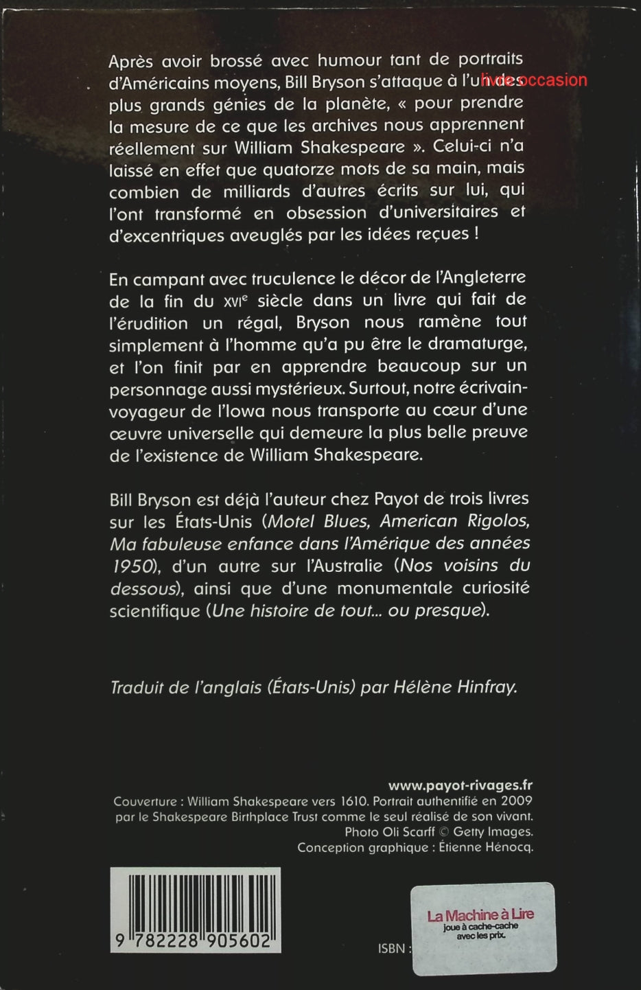 Shakespeare Antibiographie - Bill Bryson - livre