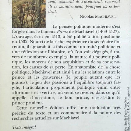 Le Prince - Nicolas Machiavel - livre