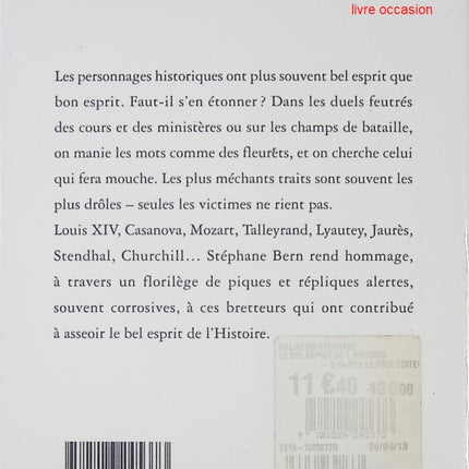 Le bel esprit de l'Histoire - Stéphane Bern - Livre