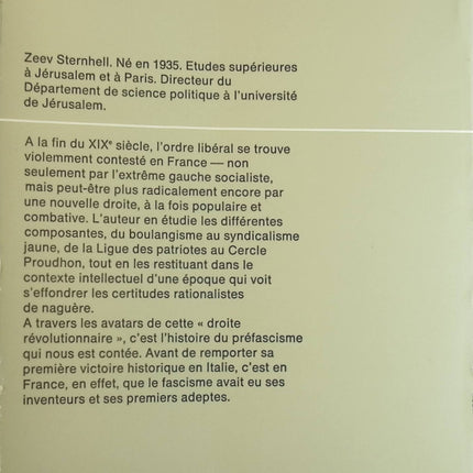 La droite révolutionnaire, 1885-1914. Les origines françaises du fascisme - Zeev Sternhell - Livre