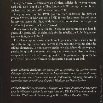 Histoire des services secrets allemands - Michael Mueller Erich Schmidt-Eenboom - Livre