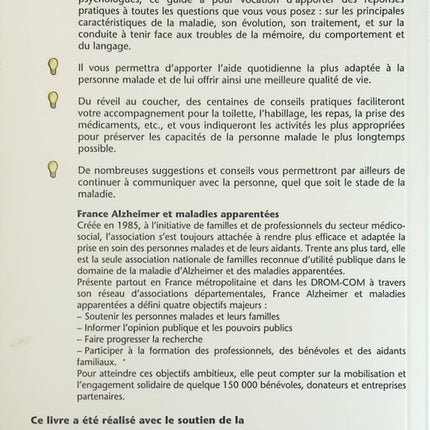 100 idées pour accompagner un malade d'Alzheimer - Association France Alzheimer - Livre