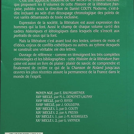 Histoire de la littérature française - XIXe siècle, tome 2 1851/1891 - Axel Preiss - Livre