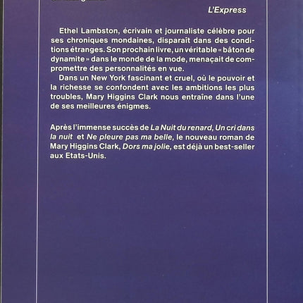 Dors ma jolie - Mary Higgins Clark - livre