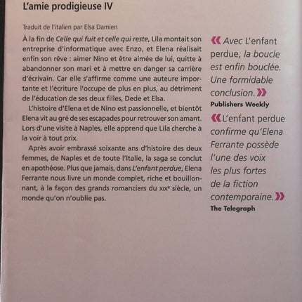 L'amie prodigieuse, tome 4 : L'enfant perdue - Elena Ferrante - livre