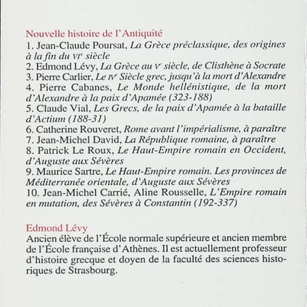 Nouvelle histoire de l'Antiquité - Tome 2 - La Grèce au Ve siècle - Edmond Lévy - livre