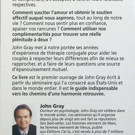 Mars et Vénus : Les chemins de l'harmonie - John Gray - livre