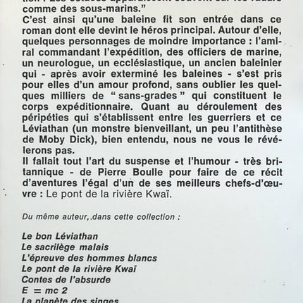 La Baleine des Malouines - Pierre Boulle - livre
