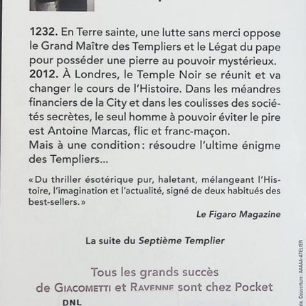 Le Temple noir – Éric Giacometti et Jacques Ravenne, thriller historique et ésotérique autour des Templiers - Livre