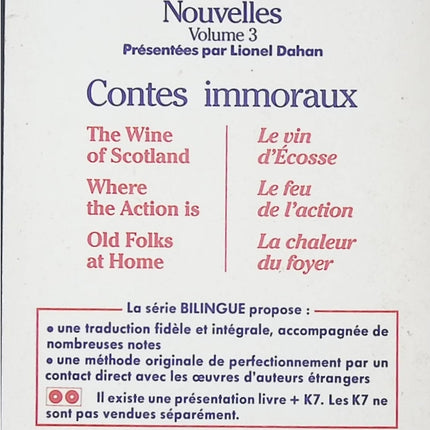 Nouvelles - Bilingue, tome 3 : Tales of Immorality - Contes immoraux - Patricia Highsmith - Livre