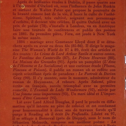 Le Portrait de Dorian Gray - Oscar Wilde - Livre