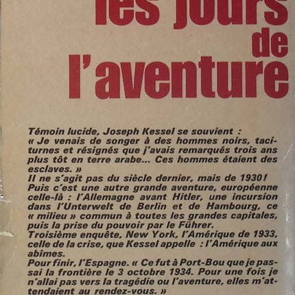 Témoins parmi les hommes, tome 2 : Les Jours de l'aventure - Joseph Kessel - Livre