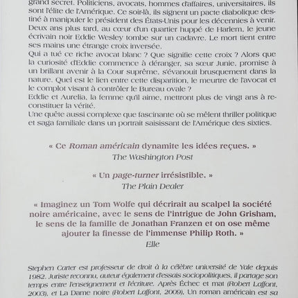 Un roman américain – roman contemporain engagé de Stephen L. Carter société et justice - livre