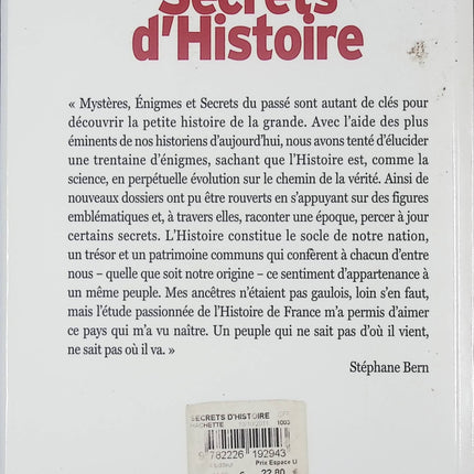 Secrets d'Histoire - Tome 1 - Stéphane Bern - Livre