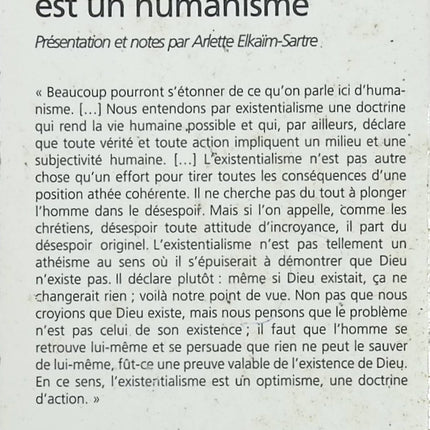 L'Existentialisme est un humanisme - Jean-Paul Sartre - livre
