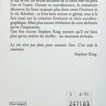 Ecriture : Mémoires d'un métier - Stephen King - livre