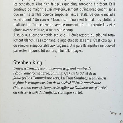 La Peau sur les os - Stephen King - livre