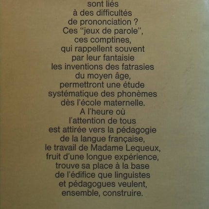 Jeux de parole: de l'école maternelle au CP et au CE - Paulette Lequeux - livre