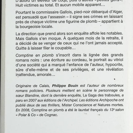 Comptine en plomb - Philippe Bouin - Livre