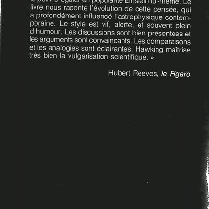 Une brève histoire du temps : du Big Bang aux trous noirs - Stephen Hawking - Livre