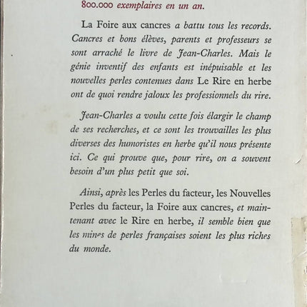 Le rire en herbe - Jean-Charles - Livre